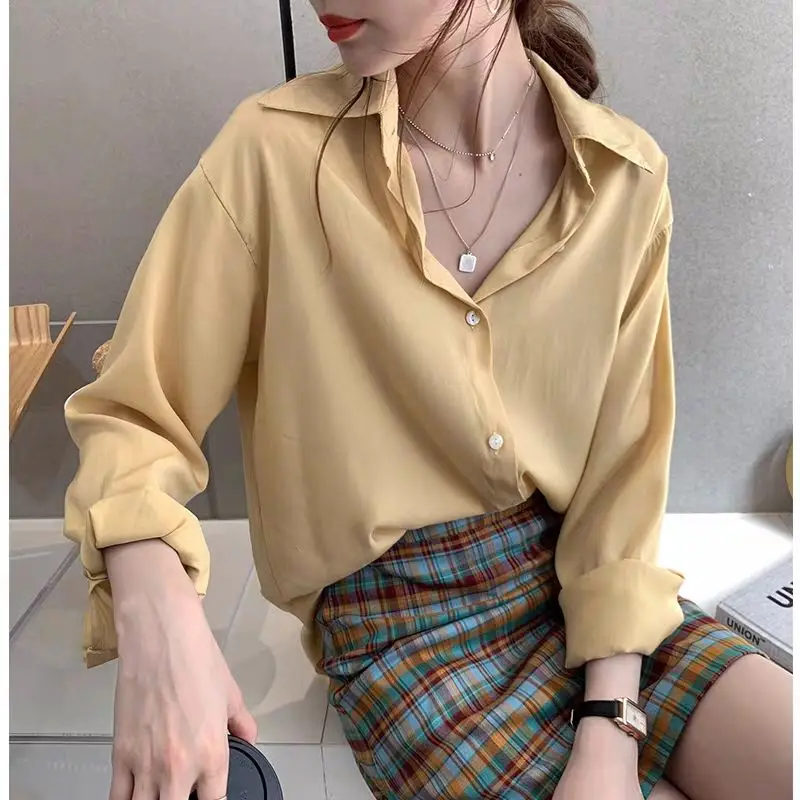 Женский Blusa 2021 Новинка на лето и весну для женщин блузка сплошной 7 Цвета