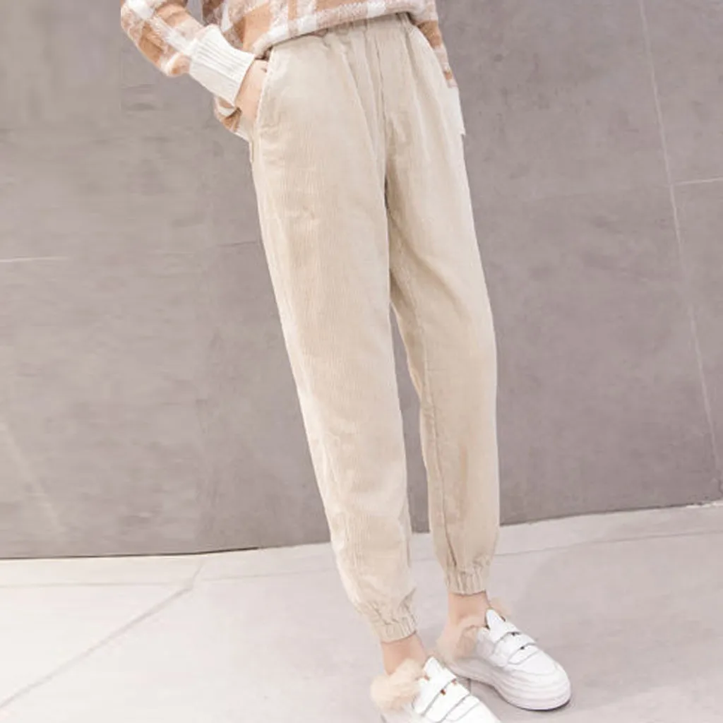 

New Women Autumn Winter High Waist Harem Thick Pants Female Loose Pants Ladies Long Plus Velvet Casual Trousers Solid Plus Size