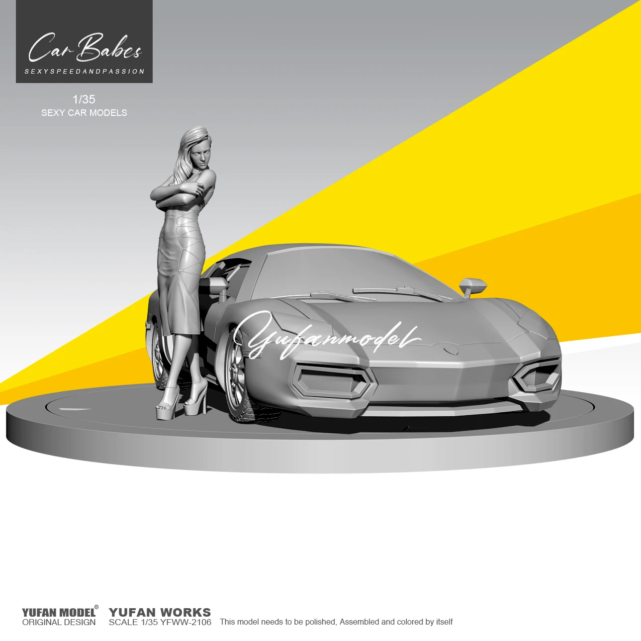 

1/35 YUFAN MODEL Resin model kits (1 Sports car + 1 beauty)self-assembled YFWW-2106