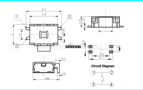 30 шт. маленький переключатель 4 Pin черепаха тип боковой ключ P пресс-переключатель
