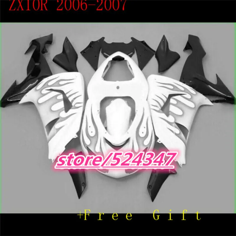 

Bodywork For KAWASAKI NINJA ZX10R 06 07 white black silver ZX1000C ZX-10R 06-07 ZX1000 C ZX 10 R ZX 10R 2006 2007 Fairings kit