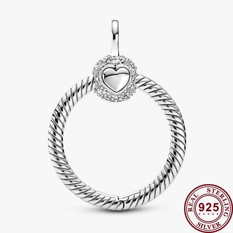 

2020 New 925 Sterling Silver Pan Charm Exquisite Rose Gold O-shaped Close Set Pendant Charm Fit Pandora Necklace Diy Jewelry