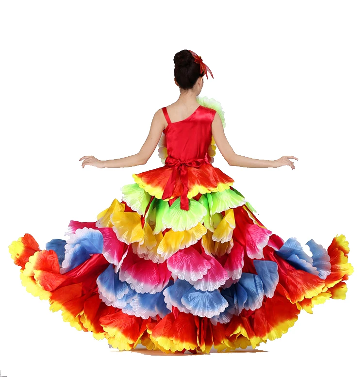 Фламенко для танцев на заказ испанское платье юбка с лепестками цветов Одежда