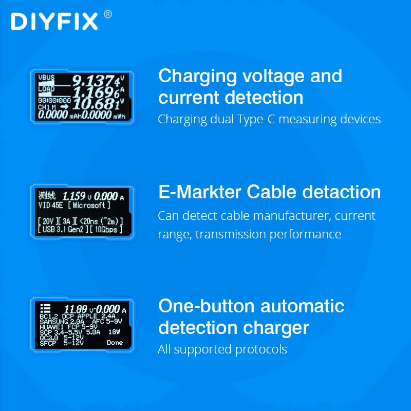 Двойной тип-c USB тестер ChargerLAB power-Z Ток Напряжение пульсация KM001C метр power Bank PD3.0 E-Marker