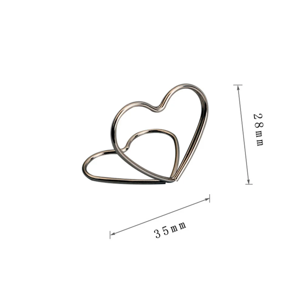 

20PCS Metal Memo Holder Table Double Layer Heart Shape Placecard Holder Stand for Wedding Banquet (Golden)