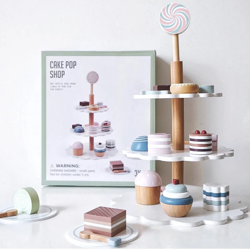 

Деревянная имитация торта для послеобеденного чая набор «сделай сам» кухня дети ролевые игры миниатюрная еда обучающие игрушки для детей м...