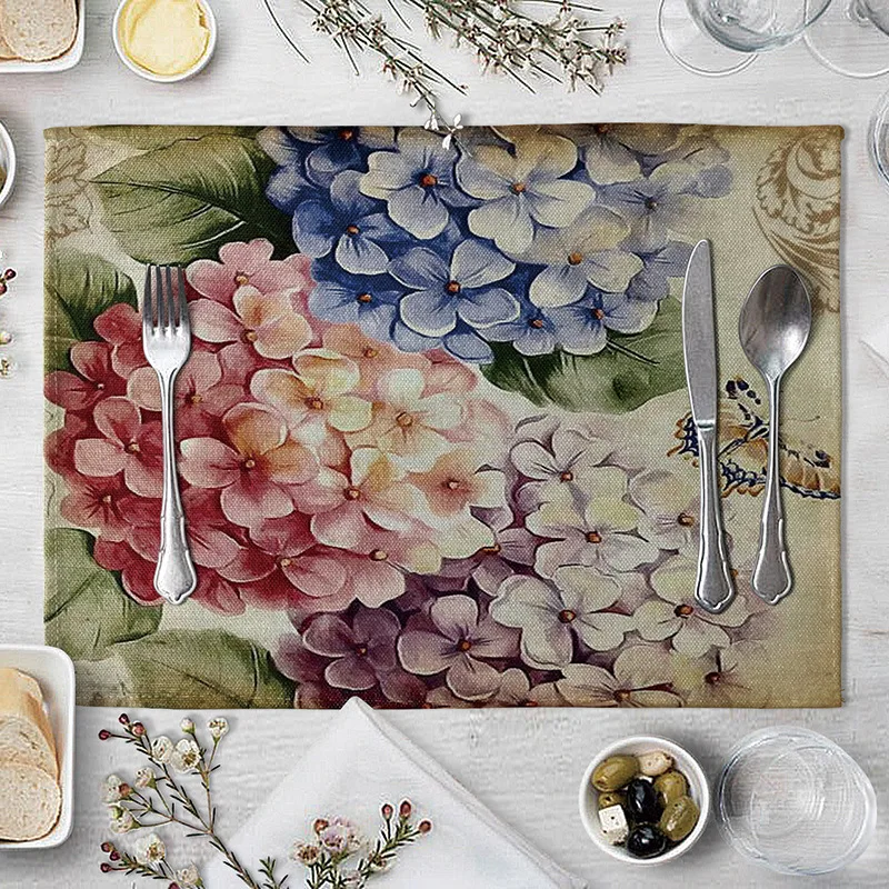 Подстилка с птицами цветочный льняной коврик для стола коврики обеденного места
