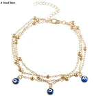 Браслеты на ногу для женщин, ювелирные украшения в турецком стиле, ножные браслеты с бусинами, глаза, сандалии