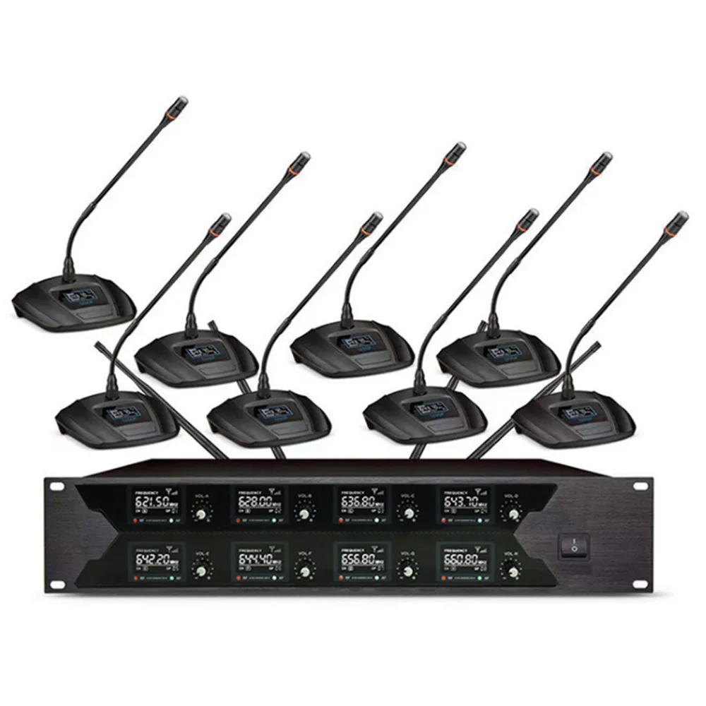 Беспроводная микрофонная система 8-канальный микрофон для школы церкви