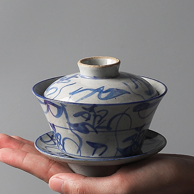 Фарфоровый чайный сервиз Jingdezhen классический изысканный набор белого и голубого