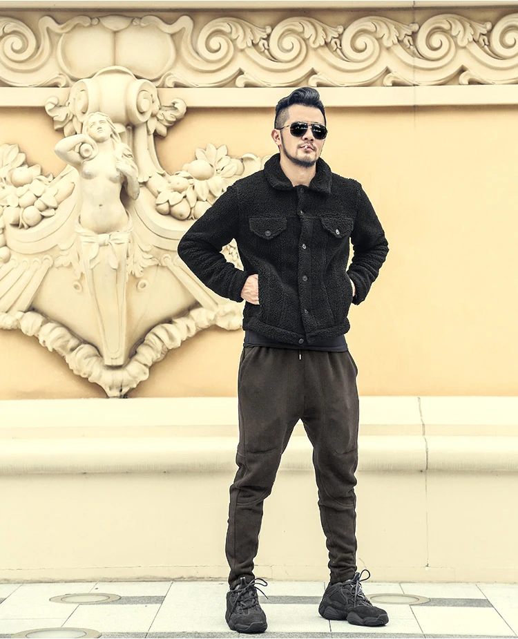 Мужские брюки на молнии черные утолщенные тонкие повседневные штаны шаровары с