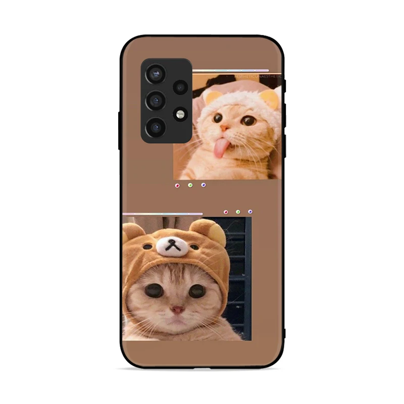 

Phone Case For Samsung Galaxy A72 A52 4G 5G Cases Back Cover Soft TPU Cute Cat In Clothes Funny Pet Cat