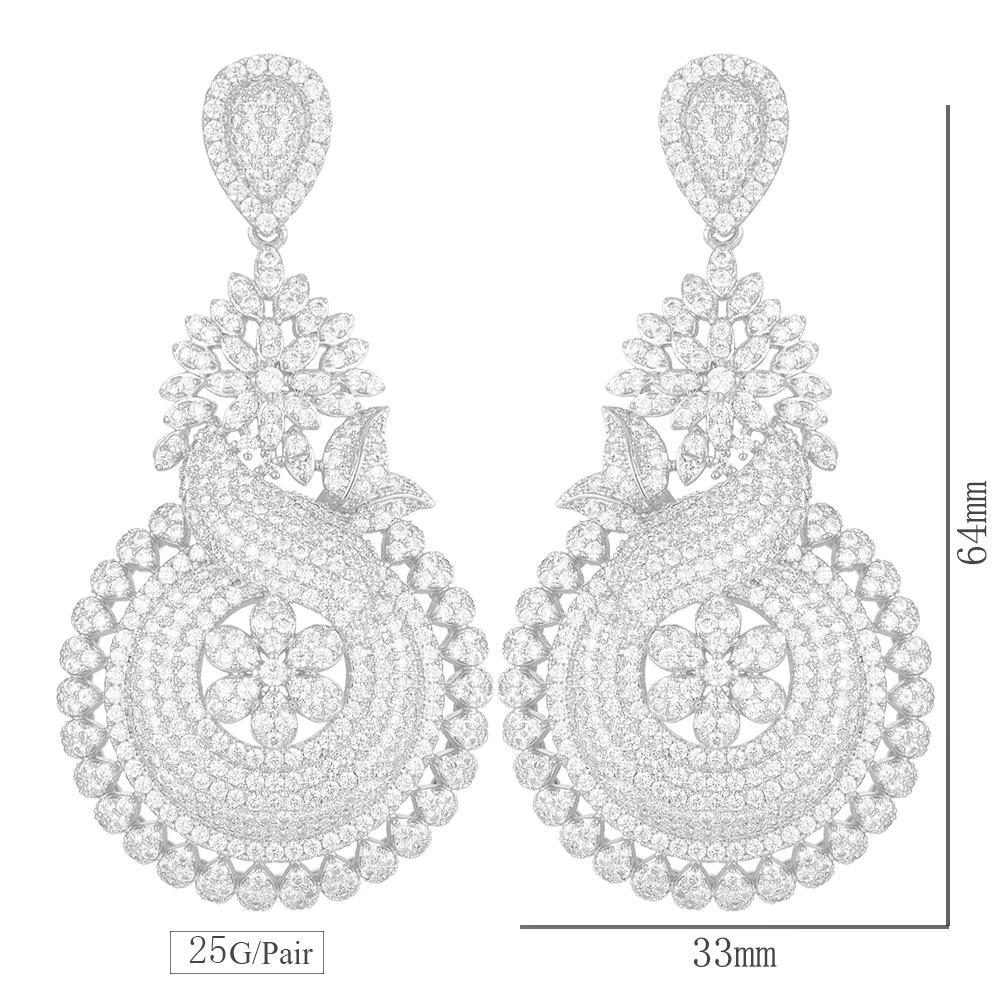 GODKI Luxury Bicolor Leaves African Dangle Earrings | Women's Wedding Cubic Zirconia Dubai Bridal Earring | Party Jewelry image 6
