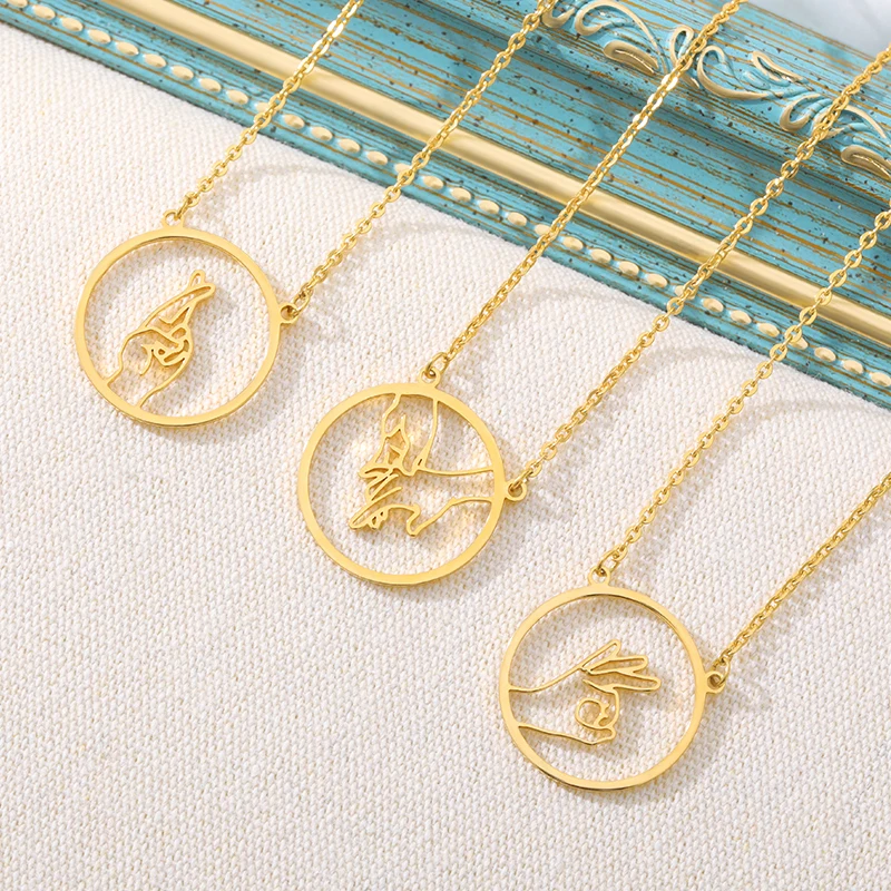 Ажурное колье с жестами золотая цепочка из нержавеющей стали подарок на день