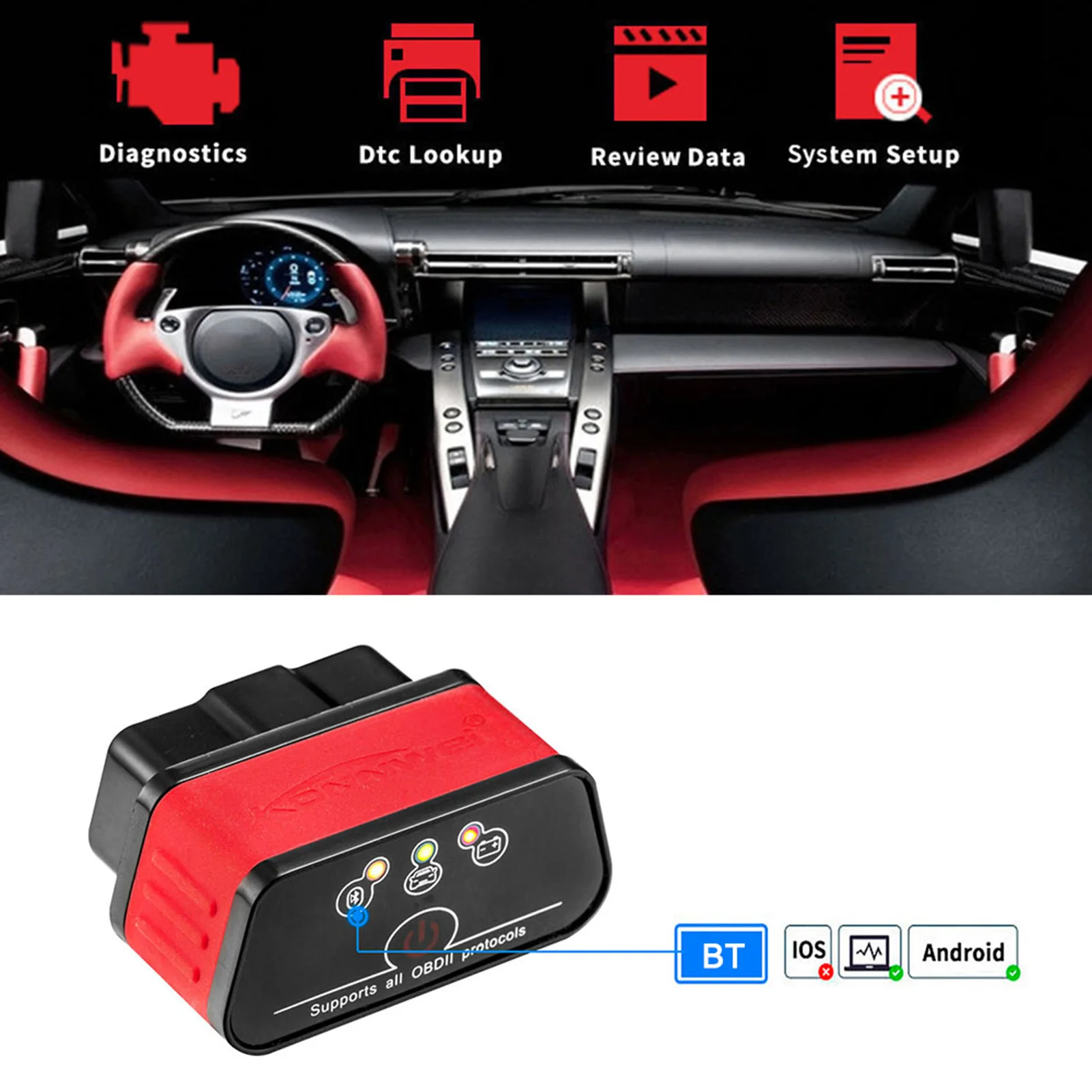 Автомобильные Диагностические Приборы KONNWEI OBDII Mini BT3.0 совместимы с Android ПК Windows