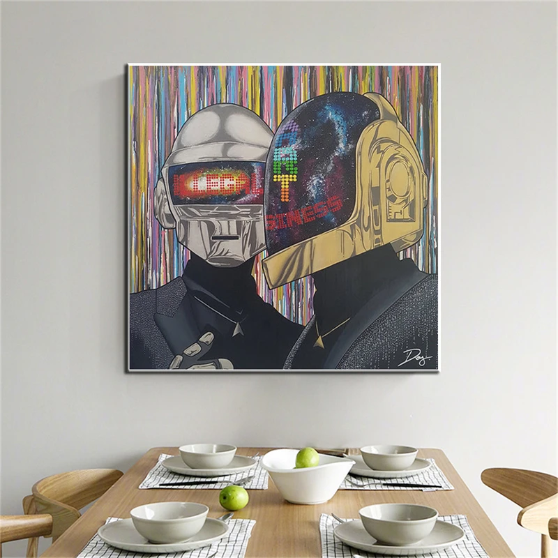 

Modern Graffiti Street People with Mask Pop Art Poster on Canvas Painting Print Wall Picture for Living Room Home Decoration