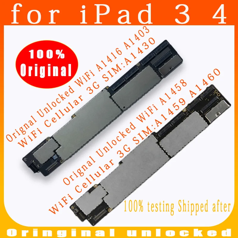 

A1416 1403 1430 For iPad 3 logic Board A1458 A1459 A1460 For iPad 4 Motherboard With Chips IOS System Free iCloud Plate