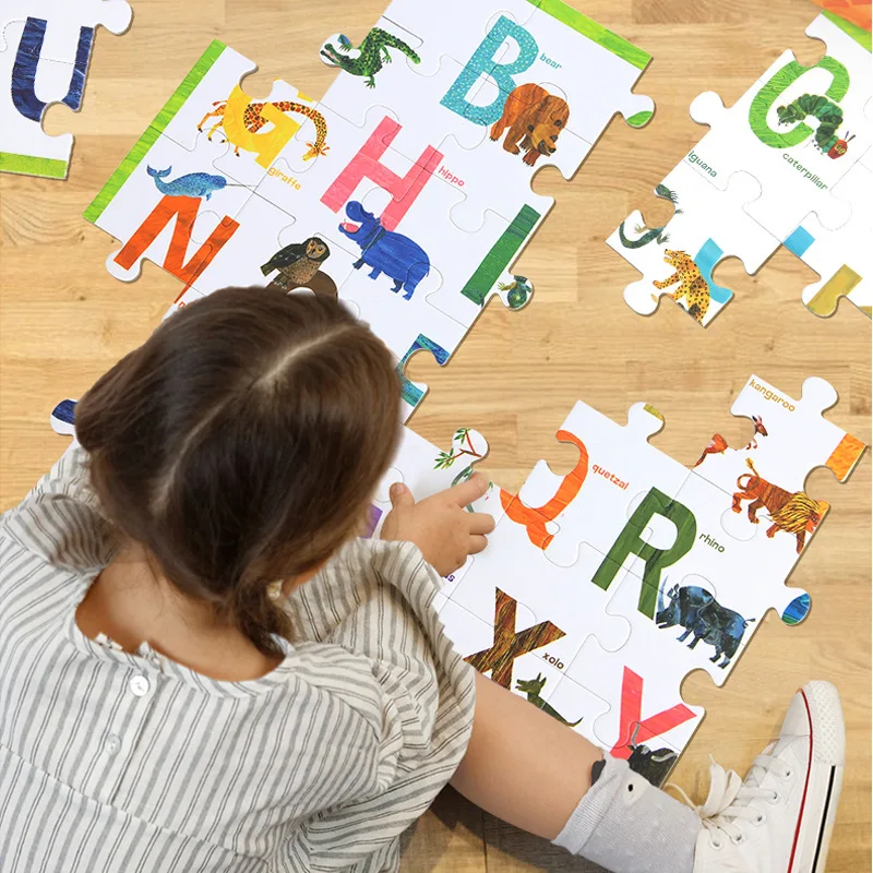 3D Детские Обучающие английские животные пазлы DIY Алфавит буквы игра Игрушки для