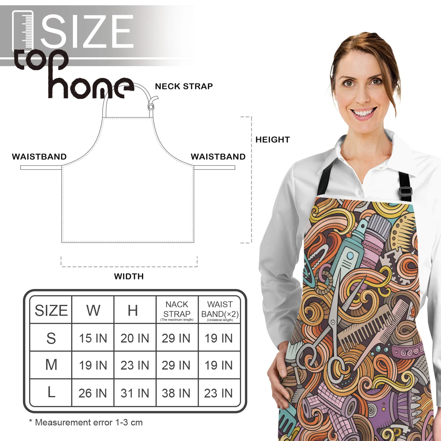 

Tophome Kitchen Apron Cartoon Graffiti Hairdressing Adjustable Sleeveless Canvas Aprons for Men Women Kids Home Cleaning Tools