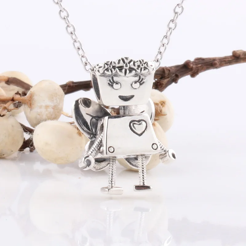 

Hot Authentic S925 Sterling Silver Robot Flower Fairy Bella Charm Fit Original Bracelets Women Jewelry Gift