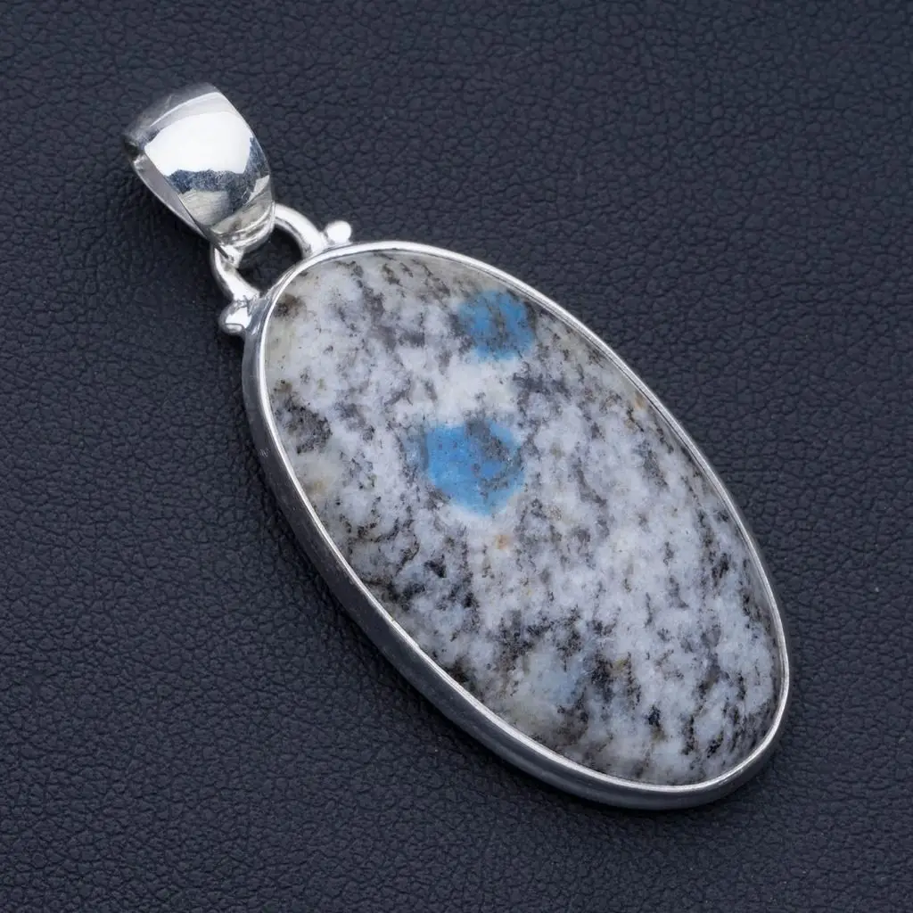 

Natural K2 Azurite Punk Style 925 Sterling Silver Pendant 2" P0782