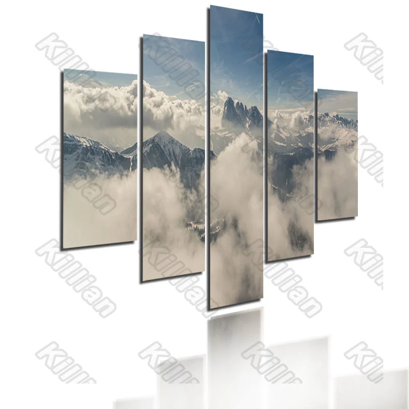 

Landscape Style Murals Canvas Painting Bed Home Decoration Prints 5 Pieces Snow Scene Clouds Decoration Living Room Wall Mural