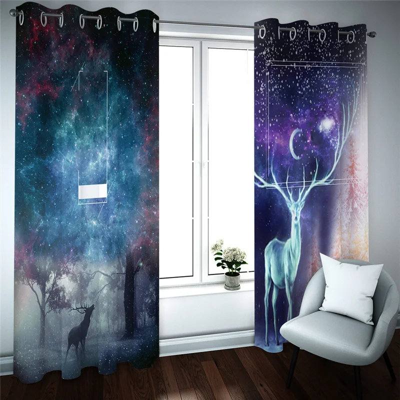 

3D Window Curtains For Living Room Bedroom fantasy forest Drapes Animal Photo Curtains For Window Treatments