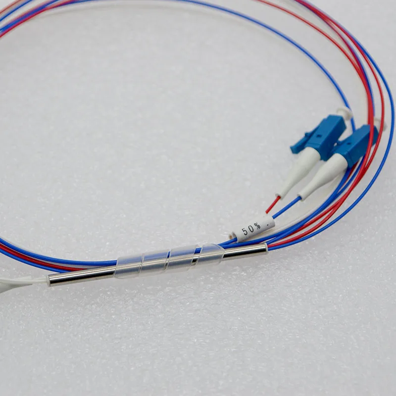 10pcs New Mini Optic Fiber Splitter 0.9mm Steel Tube SM LC UPC 1x2 Pull Cone 50:50 Fiber Optic Splitter Special Free Shipping