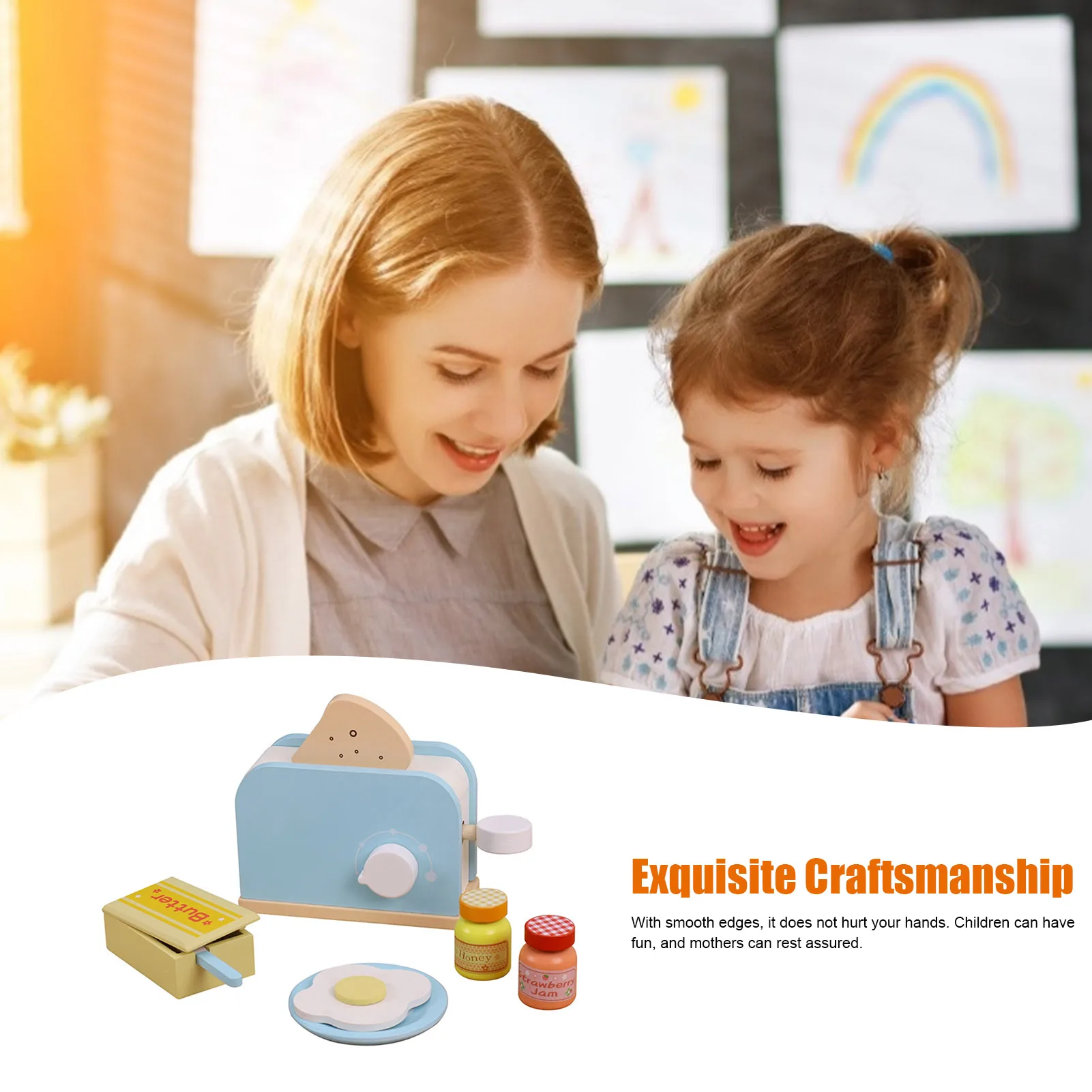 

Montessori Wooden Bread Maker Kitchen Children Pretend Play HouseToys Montessori Early Learning Educational proficient