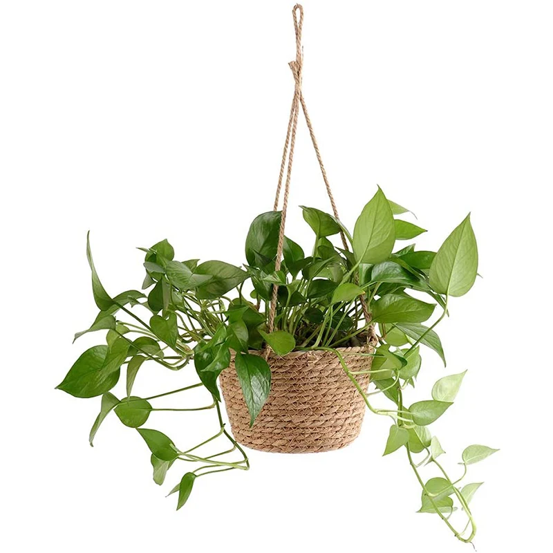 

Straw Flower Planter Wall Hanging Wicker Rattam Basket Garden Vine Pot Plants Holder