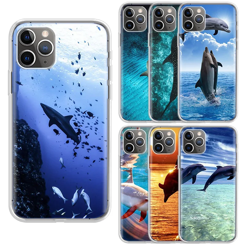 

Cool Dolphin Soft Silicone Case For iPhone 12 11 Pro Max Mini X XR XS Back Cover For iPhone 7 8 6 6S Plus 5 5s SE 2020 Shell Lux