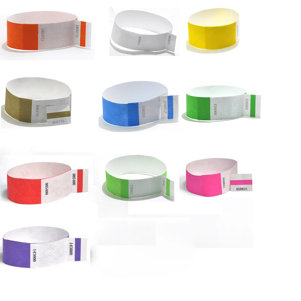 10-color mixing Solid NEW Color 1" Tyvek Wristbands Stub Detachable for ID Paper Wristbands for Party Events Only 100 Pieces - Цвет: 10-color mixing