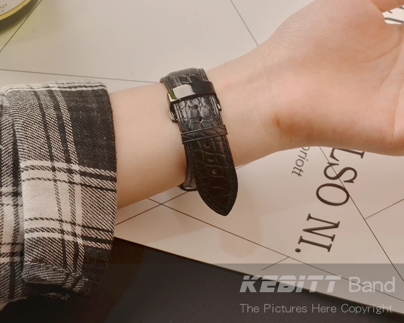 Высококачественный ремешок из натуральной кожи аллигатора для Apple Watch 5, 4, 3, 2, 1, 44 мм, 40 мм, iWatch, ремешок 42 мм, 38 мм, браслет с бабочкой и пряжкой