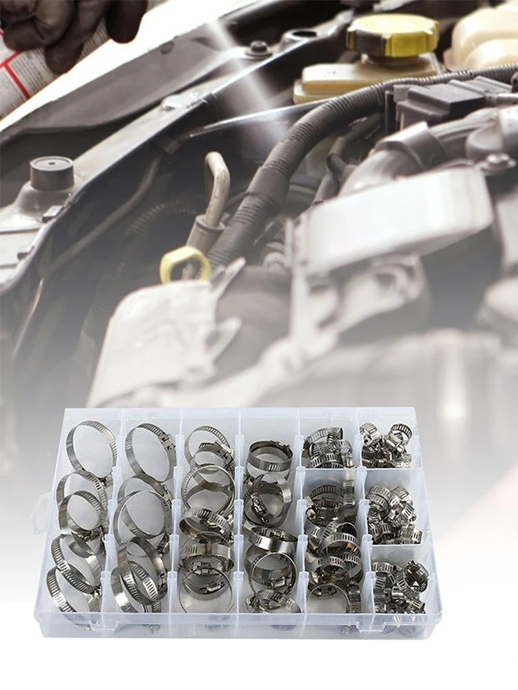 

100PCS Adjustable 8-44mm Stainless Steel Worm Gear Hose Clamps Single Ear Stepless Clamp Rings for Sealing Kinds of Hose