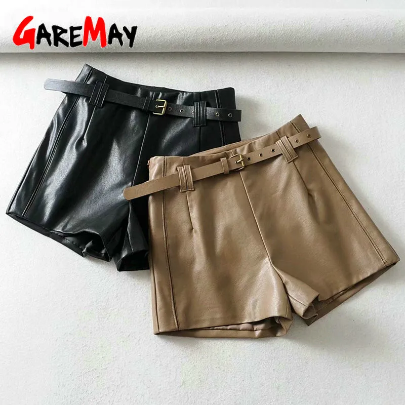 Женские шорты из искусственной кожи с высокой талией юбка женские на осень и зиму