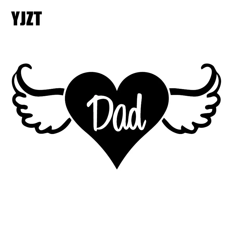 

YJZT 17.5X8.8CM Dad Heart Angel Wings Personality Car Sticker Vinyl Decoration Decal C25-1105