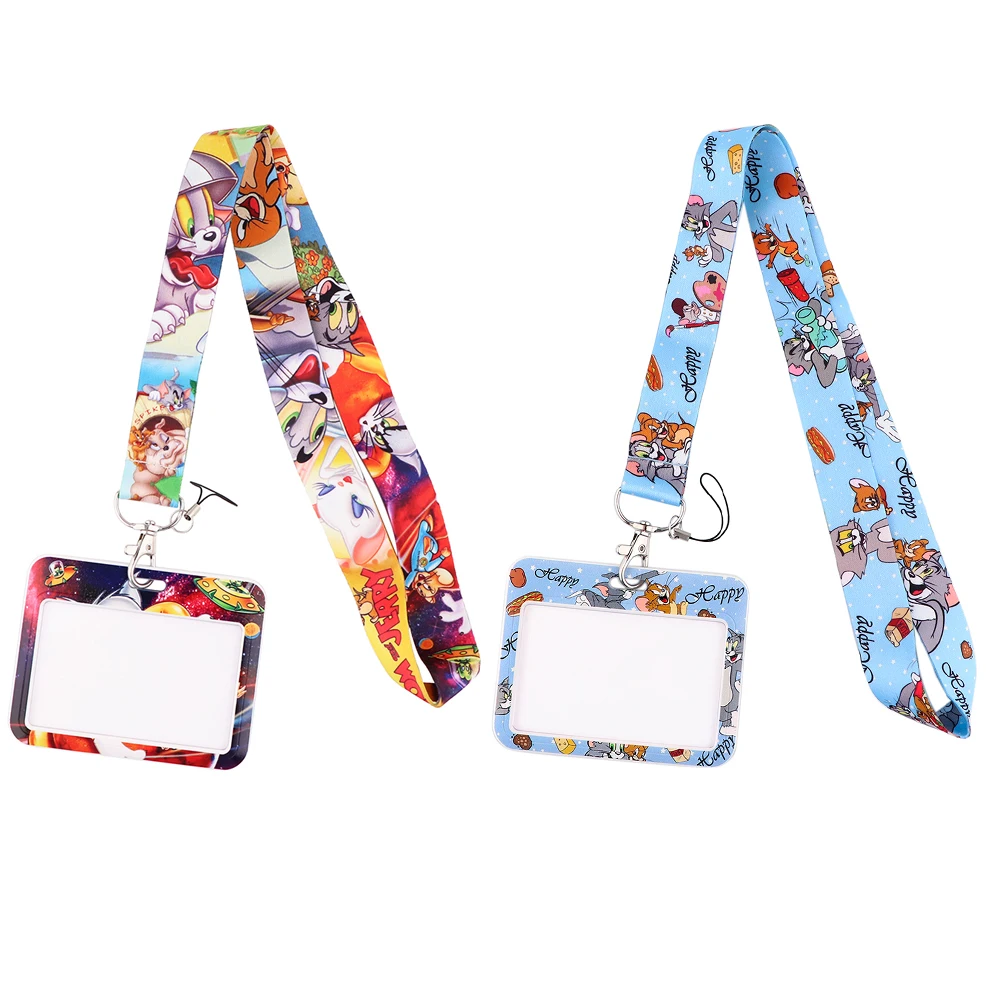 

K2843 Funny Cat New Fashion Cartoon Lanyard Credit Card ID Holder Bag Student Women Bank Bus Business Card Cover Badge