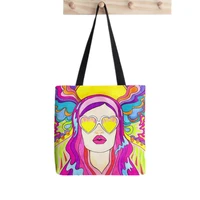 2021 shopper sun burst printed tote bag women interesting harajuku shopper handbag girl shoulder shopping bag lady canvas bag