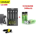 Умное устройство для зарядки никель-металлогидридных аккумуляторов от компании LiitoKala: Lii-600 Батарея Зарядное устройство для 3,7 в Li-Ion 18650 21700 26650 1,2 V AA, aaa, никель-металл-гидридного + NCR18650B 3400 мАч, Перезаряжаемые батареи