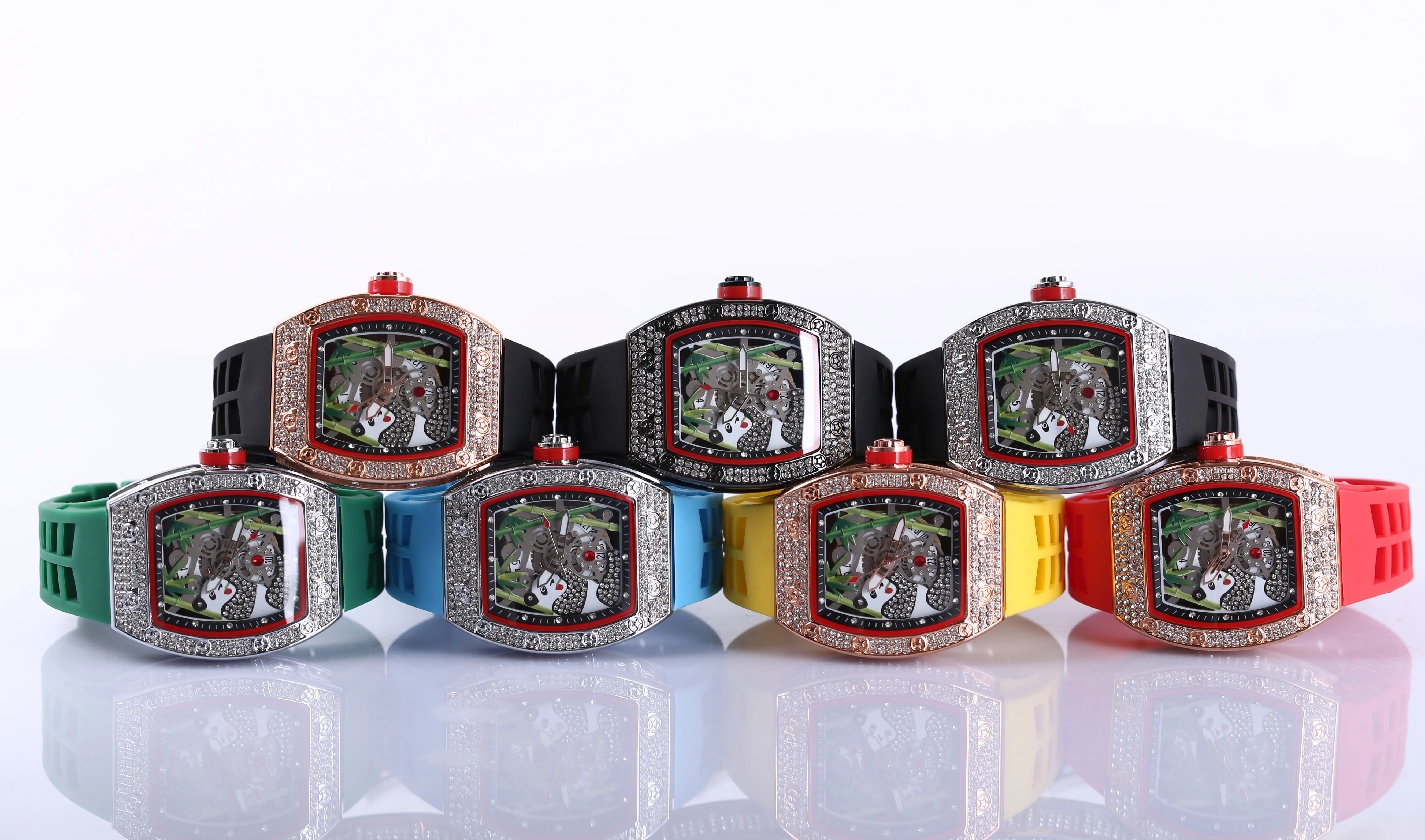 

New Richard Men's Watches Diamond Chronograph Top Brand Luxury Unique Creative Calendar Silicone Strap Male Wristwatch