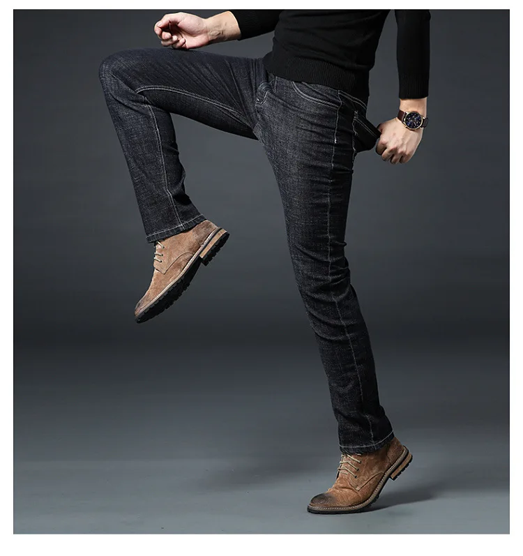 

Brand Mens Fashion Black Blue Jeans Men Casual Slim Stretch Jeans Classic Denim Pants Trousers Plus Size 28-46 High Quality