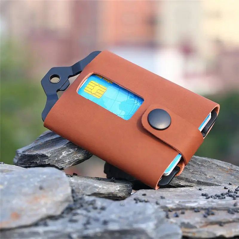 

Bycobecy RFID Blocking Multifunction Creativity Credit Card Holder 2021 Button Wallets Money Bag Hasp Small Wallet For Men