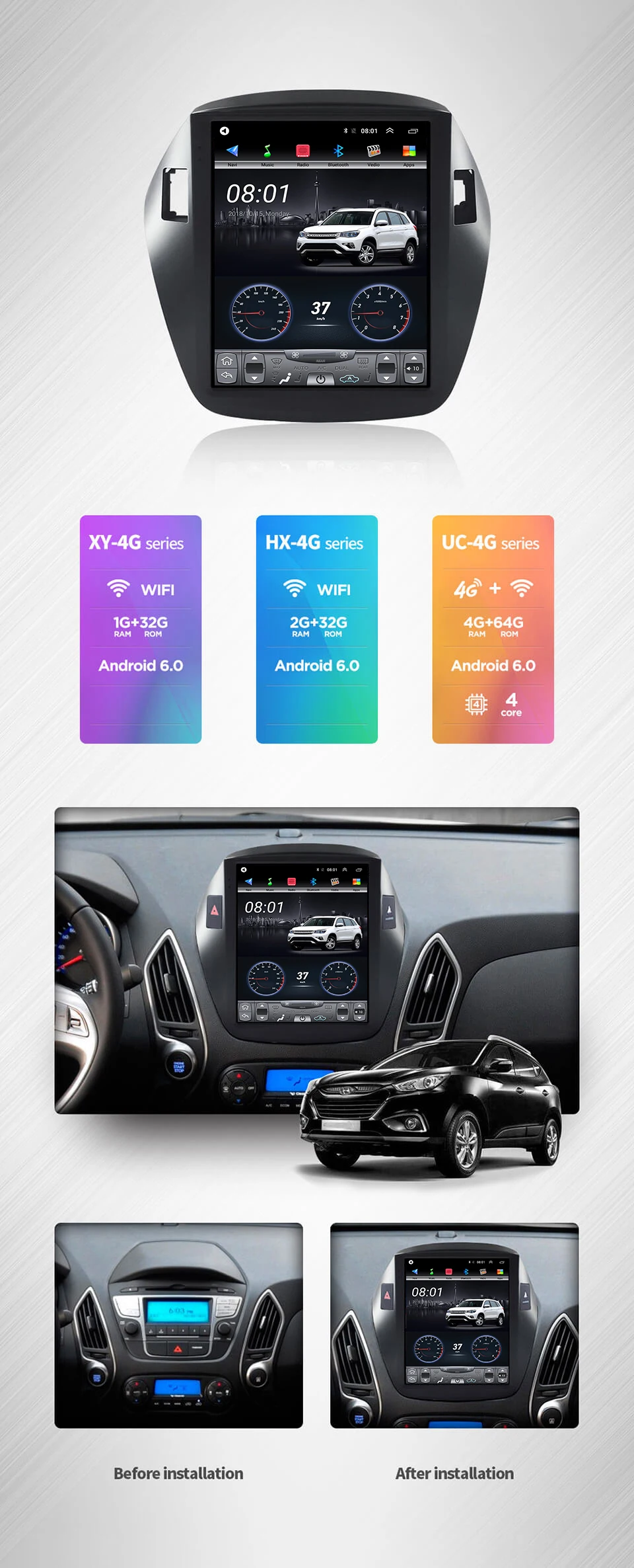 4G Lte 32G rom вертикальный экран android система Мультимедиа Видео Радио плеер для hyundai IX35 Навигация стерео