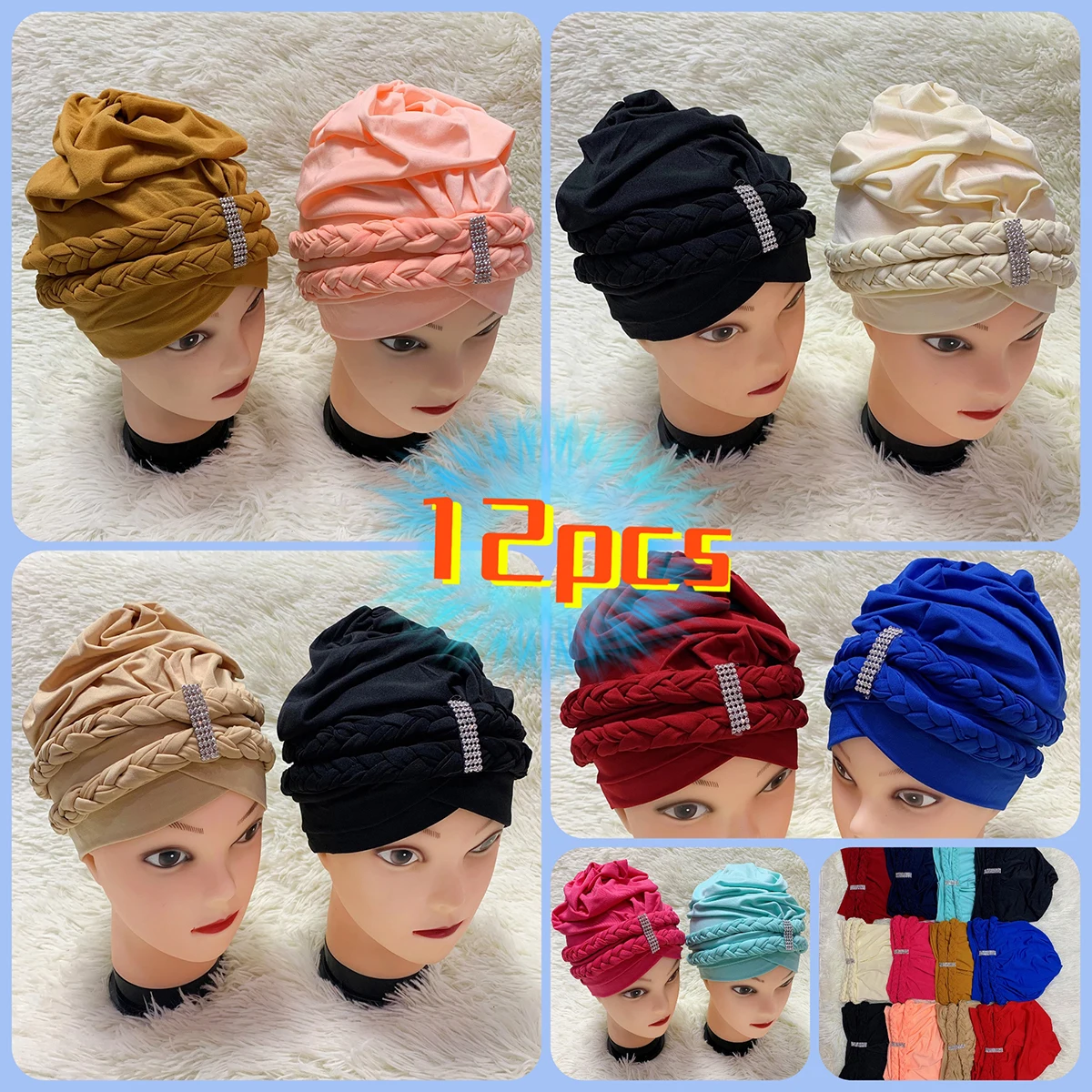 

Wholesale Order Newest Elegant Turban Hats Women Cap Beaded For India Hat Scarfs Head Wrap Headband Girl Hair Accessories Lady