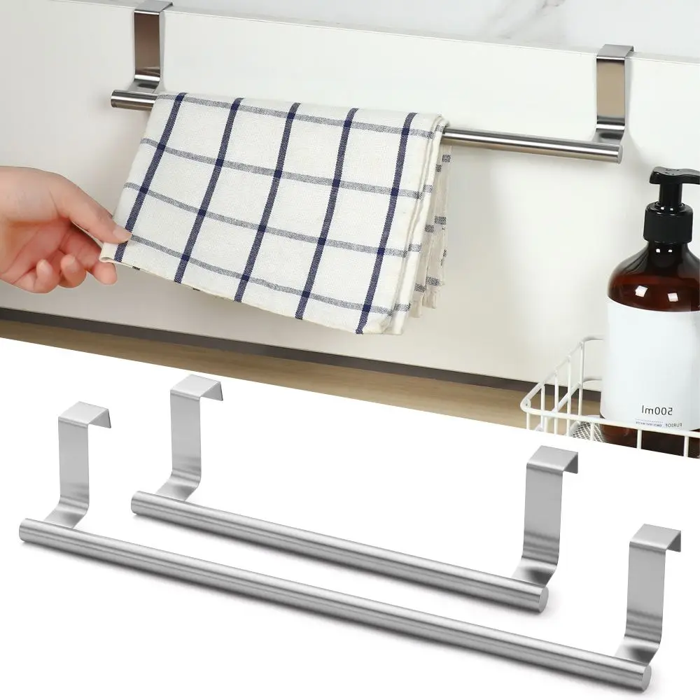 

Bathroom Hanging Kitchen Cabinet Door Hanger Rag Rack Towel Rack Stainless Steel Over Door Towel Bar