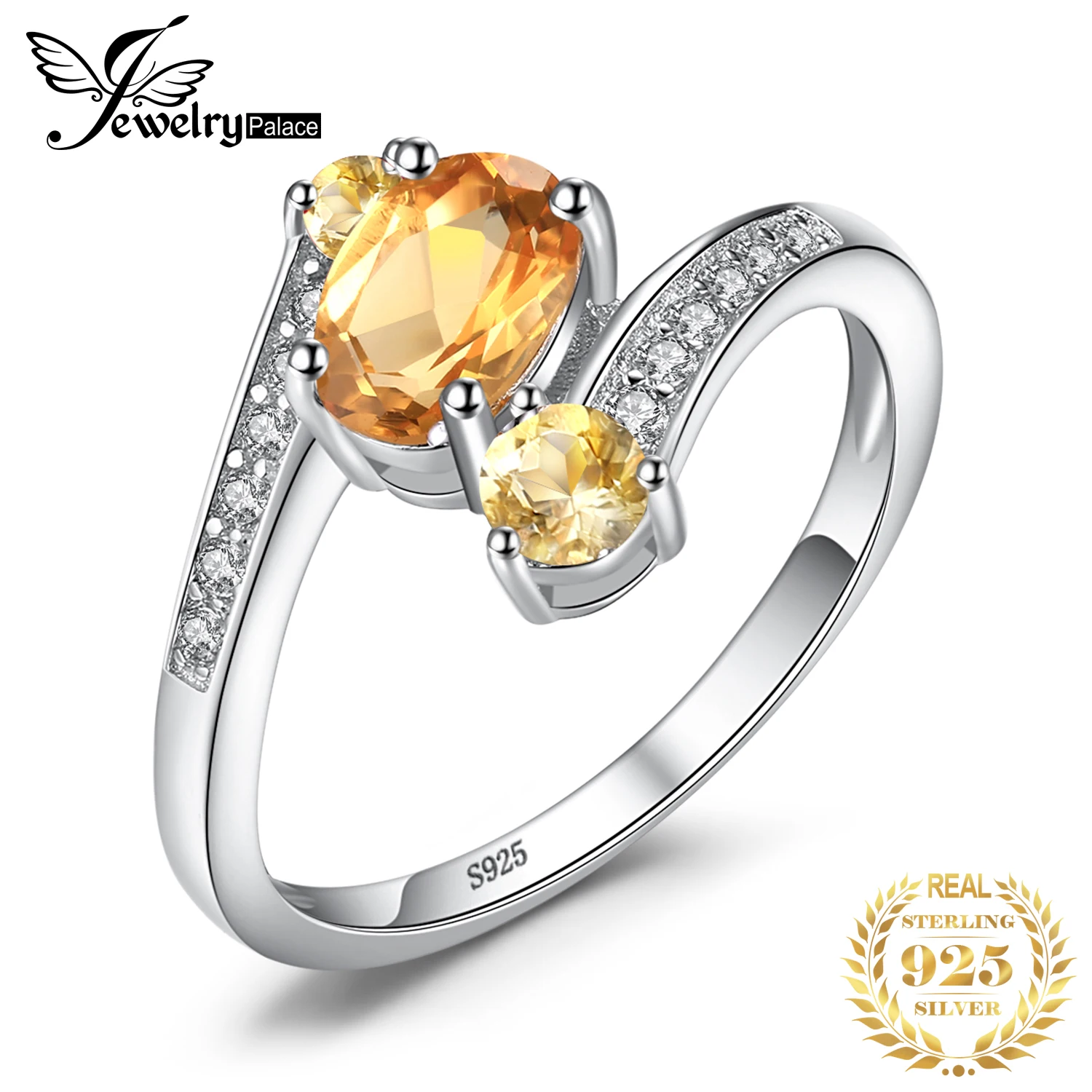 Jewelrypalace стерлингового серебра 925 0.9ct натуральный цитрин 3 камня Юбилей кольцо изящных ювелирных изделий для Для женщин заявление кольцо бренд