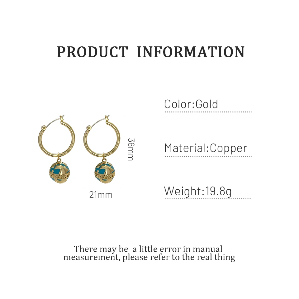 

Monlansher Statement Globe Drop Earrings Gold Color Metal Blue Enamel Earrings for Women Minimalist Designed Earrings Jewelry