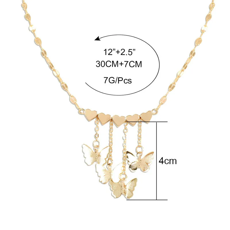 

Korean style golden butterfly Heart Pendant Necklace street fashion item dress neckless for women 2021 trend