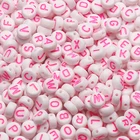 Бусины с буквами алфавита розового цвета для изготовления ювелирных изделий, изящных браслетов, ожерелий, аксессуаров сделай сам, 200300500 шт.
