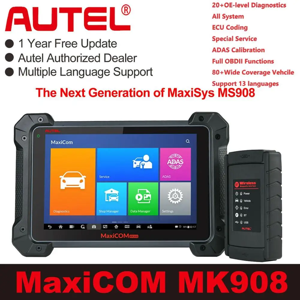 Autel MaxiCOM MK908 автоматический диагностический инструмент OBD2 сканер ADAS ECU
